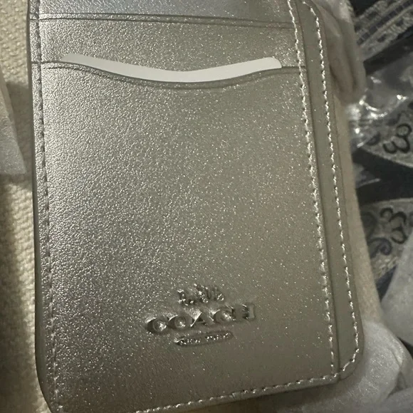 Coach Metallic Silver Card Case - Picture 3 of 3